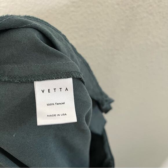 VETTA Capsule Button Fly Culottes Pants Green Tencel Wide Leg High Waist Size 4 - Picture 8 of 9